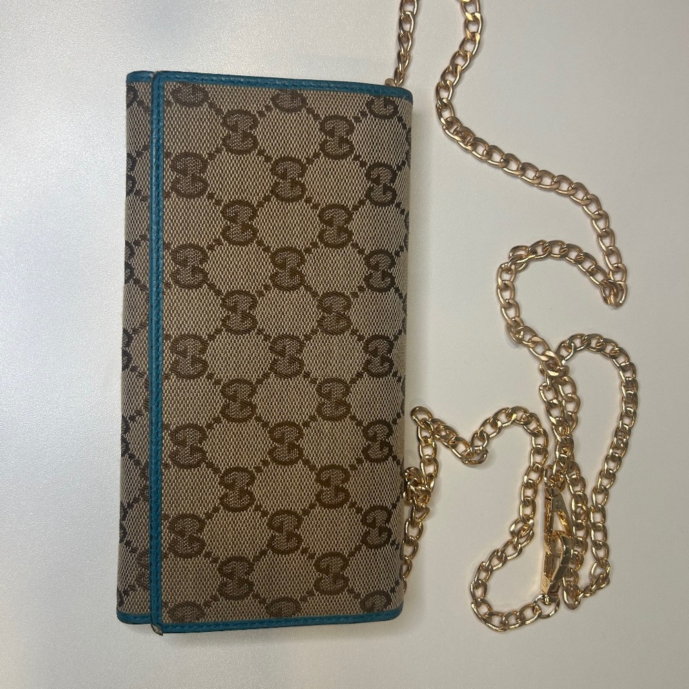 Gucci Monogram Teal Wallet